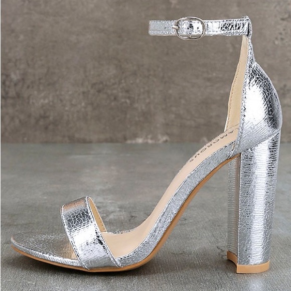 ASOS Shoes - Glamorous Ceara Wide Fit Silver Ankle Strap Heels